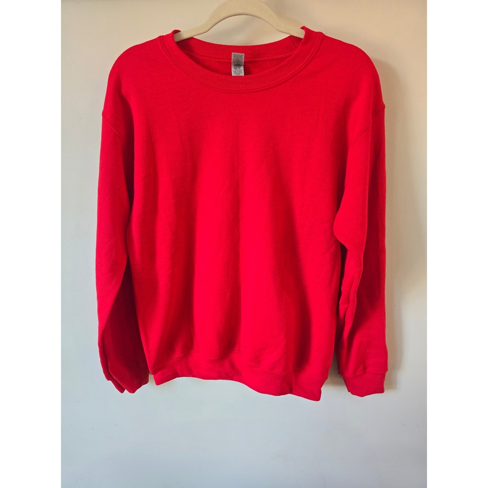 Gildan Heavy Blend Red Crewneck Sweatshirt Mens Small Solid Fleece Pullover